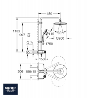 COLUMNA DUCHA EUPHORIA SMARTCONTROL SYSTEM 260 MONO GROHE